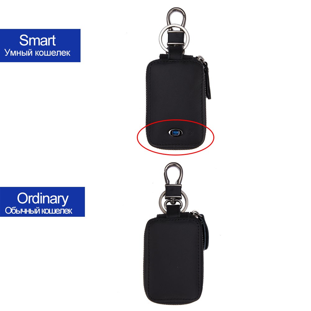 Smart Bluetooth Compatible Tracker Genuine Leather Wallet Keys Organizer Men Smart Car Holders Housekeeper Keychain Men