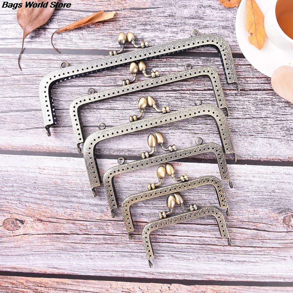 1PC Bronze DIY Purse Handbag Handle Coins Bags Metal Kiss Clasp Frame Lock New Fashion Handle 8.5/10.5/12.5/15/16/18/20cm