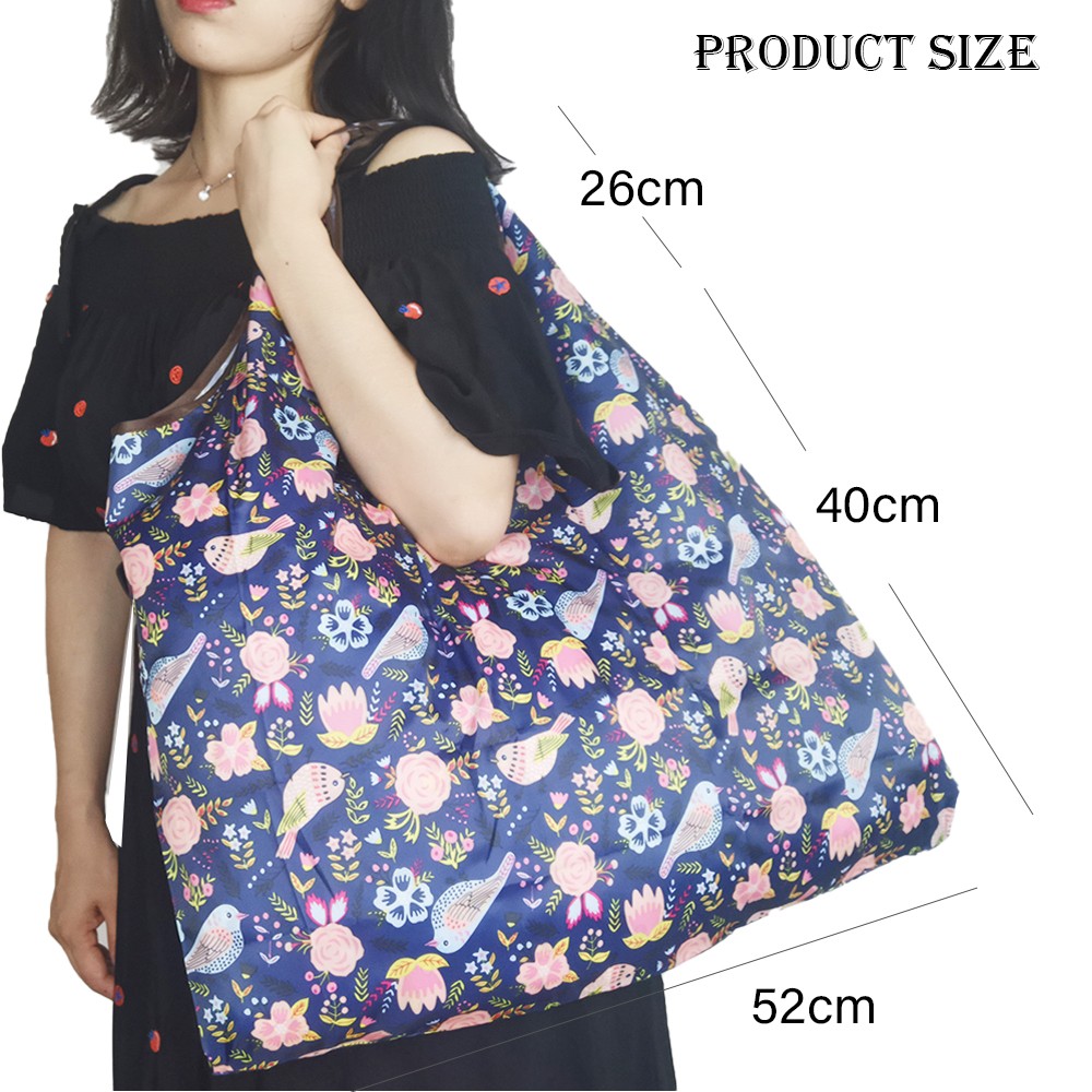 Reusable grocery bag shopping handbag animal flower beach cute gift bag vegetable fruit washable lightweight sturdy nylon hand