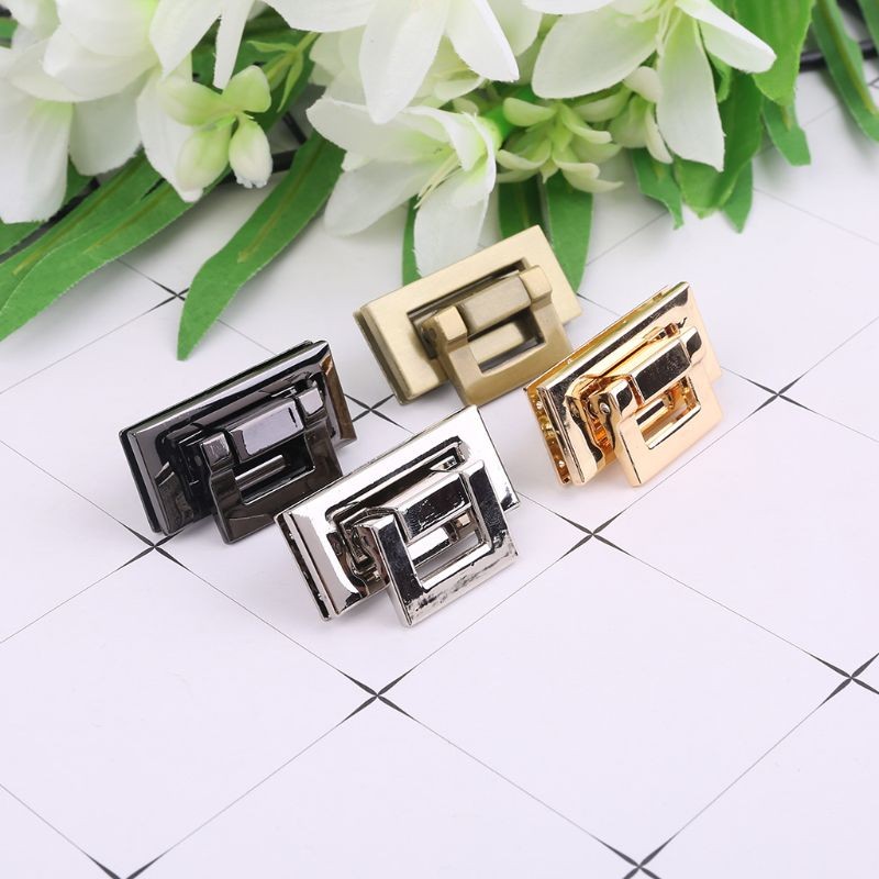 1PC Rectangle Shape Clasp Turn Lock Twist Lock DIY Leather Handbag Replacement Bag Hardware Accessories 4 Colors