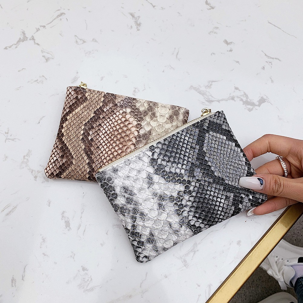 Women Wallet Trend 2021 Cheap Soft PU Leather Snakeskin Pattern Exquisite Coin Wallet Lady Vintage Zipper Purses Female Clutch Bag