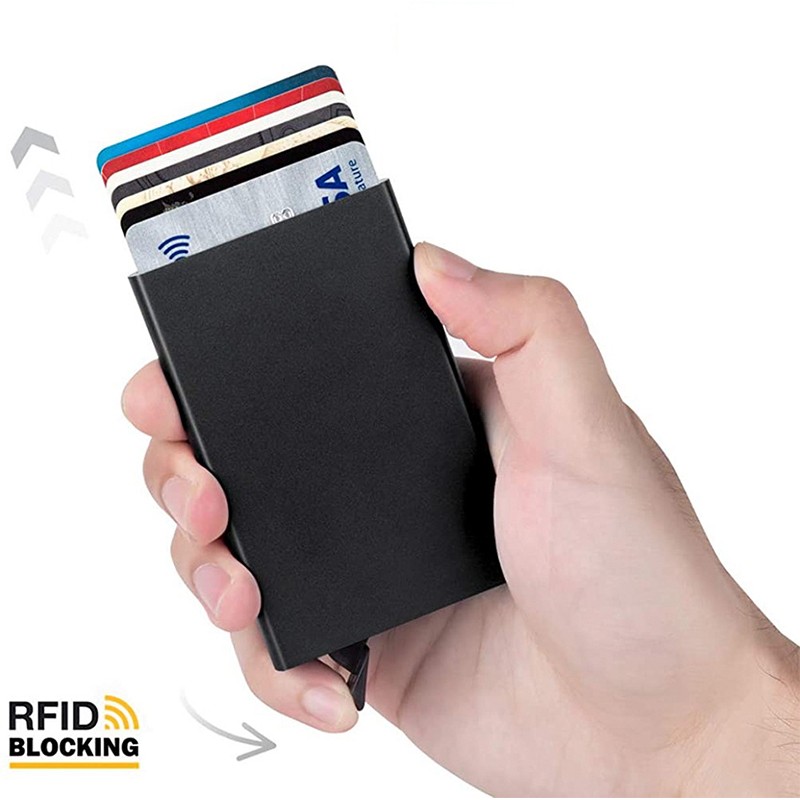 حامل بطاقة الائتمان الرجال سليم مكافحة حماية السفر معرف حامل بطاقة النساء محفظة بشريحة Rfid حافظة معدنية بورت كارت