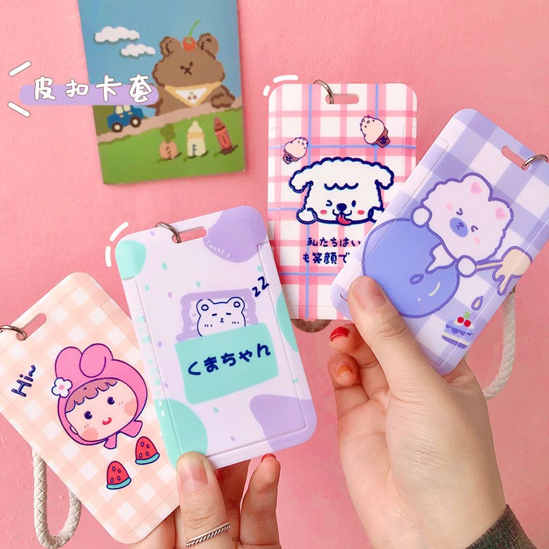 Cartoon Card Holder Campus Bus ID Card Buckle Anti-theft Portable Student Wallet Access Control Card Bag Protect Cover