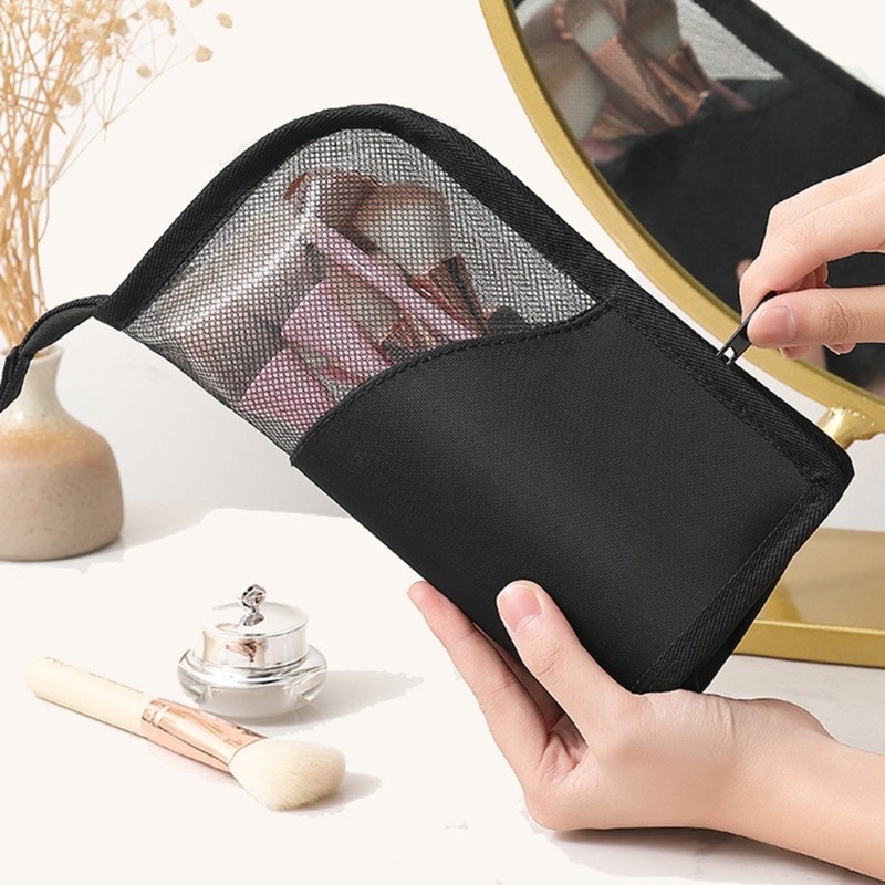 Travel Makeup Brush Bag Portable Cosmetic Brush Holder Organizer Waterproof Stand Makeup Brush Purse Zipper Cosmetic Bag