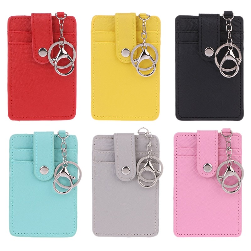 New Unisex Colors Portable ID Card Holder Bus Cards Case Cover Chain Key Ring Tool Holder Case Visit Door ID Badge Cards