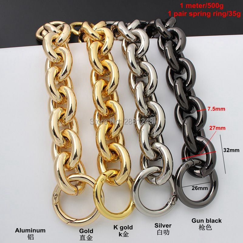 27mm Gold Aluminum Chain and Ring, for Bag, Lightweight Bags, Easy Matching Handles, Handbag Straps, New Collection