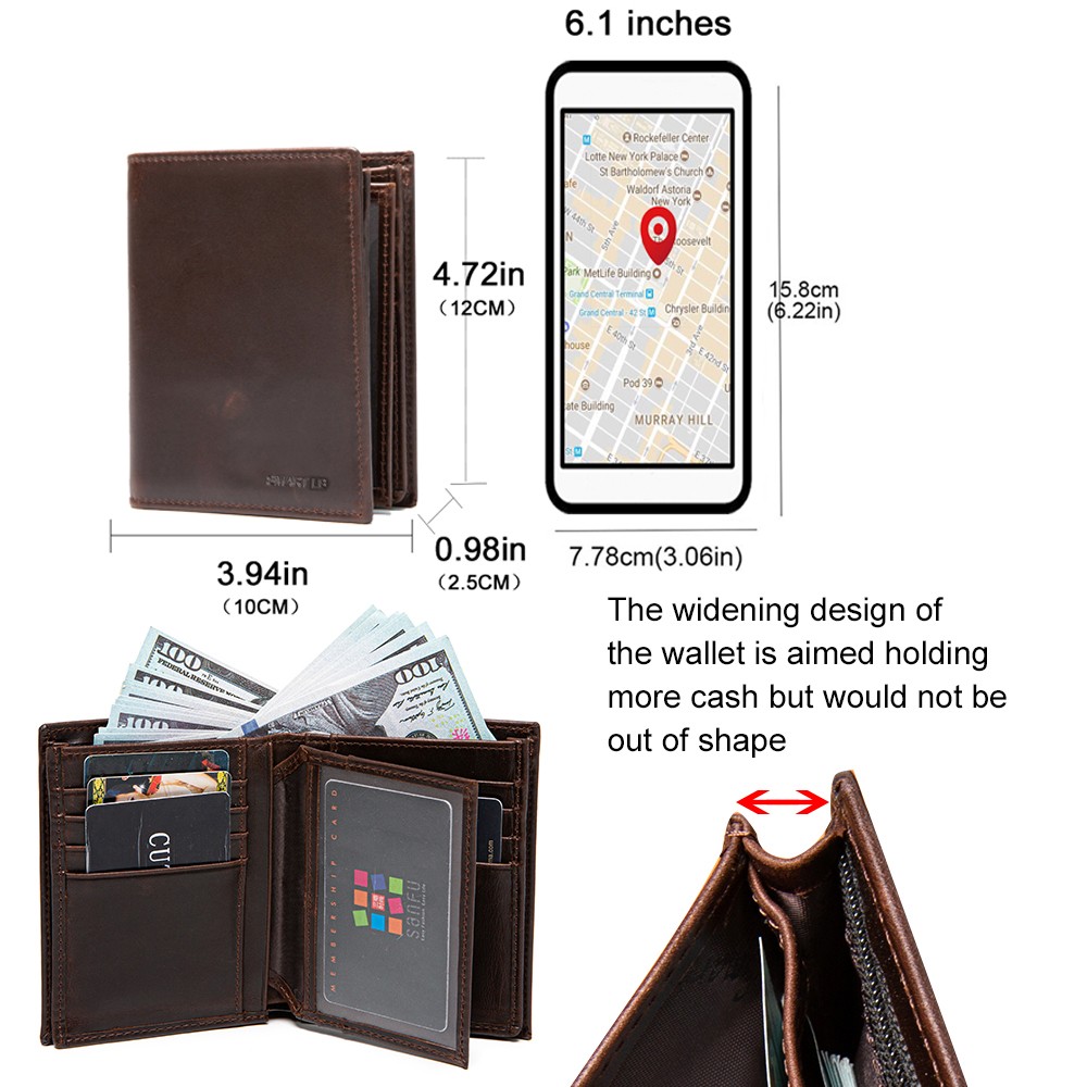 Smart Bluetooth Compatible Wallet Anti-lost Genuine Leather Mens Wallets Card Holder Wallet Finder Gifts Dad Free Engraving