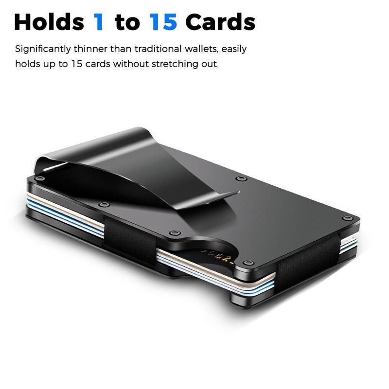 DIENQI RFID Metal Card Holder Men Women Wallets Money Bags Purse Mini Slim Purse Fashion Small Thin Male Black Walet for Men