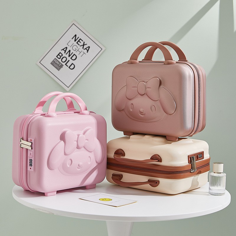 Lettie Pudding Dog Anime Storage Box Kawaii Makeup Bag 14 Inch ABS Small Student Cartoon 3D Rabbit Trave Luggage