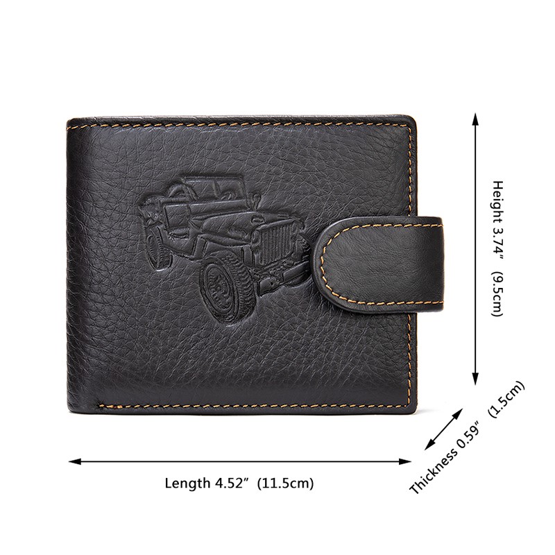 New Men's Genuine Leather Wallet Purse Holder Vintage Business Short 2 Fold Embossing Purse Male Zipper Coin Hasp Purse Money Bag