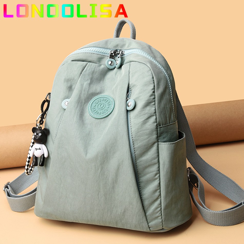 Women Backpack Large Capacity Casual Simple Travel Bag Solid Color High Quality Nylon Canvas Shoulder Bag rackbag Mochilas