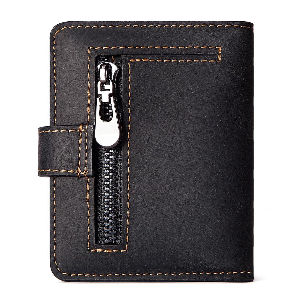 Short RFID Men Thin Bank Wallets Credit Card Holder Slim Male Nut Zipper Hasp Purse Genuine Leather Passport Travel Bags