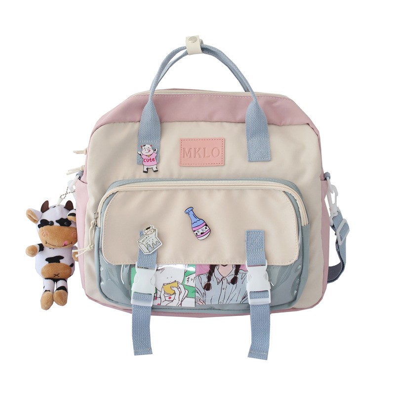 Mini Canvas Backpack Teenage Girls School Backpack For Female Student Women Patchwork Kawaii Small Backpack Mochila