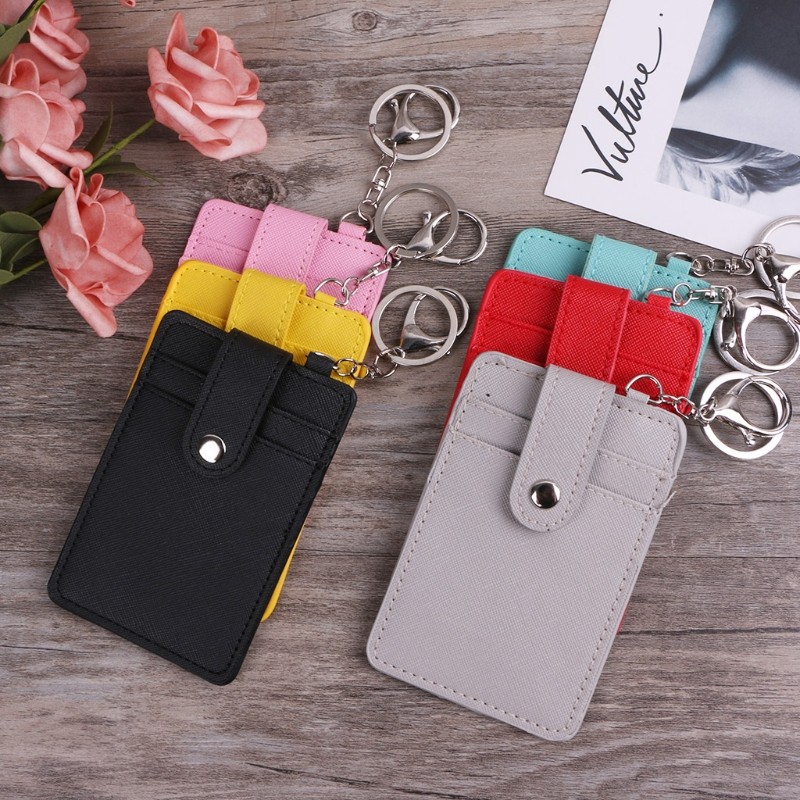 Women Mini Card Holder Portable ID Card Holder Card Cover Desk Work Keychain Keychain Tool