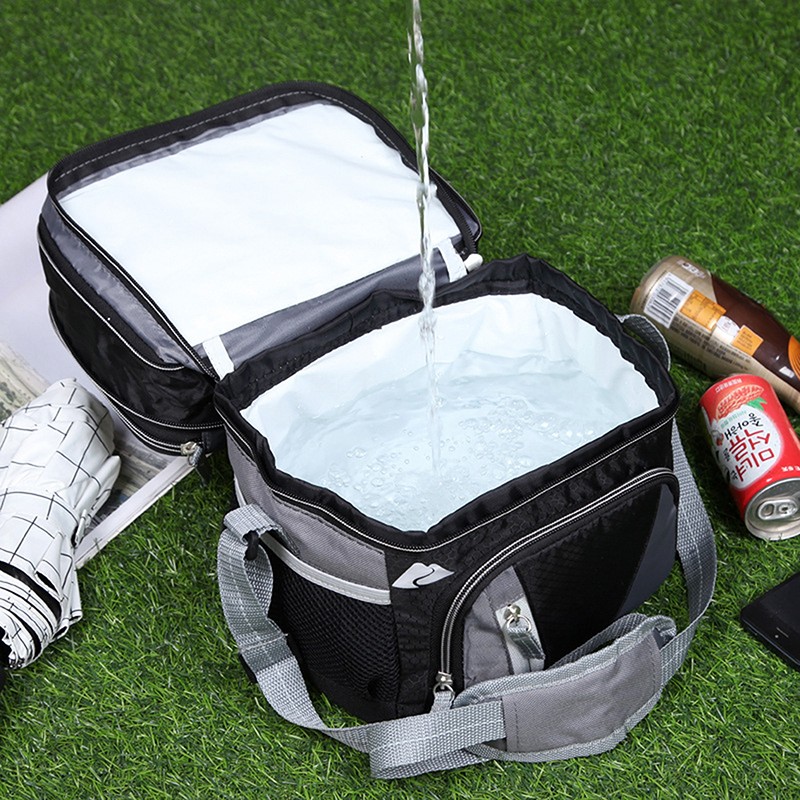 Double layer ice pack waterproof and leak-proof insulation bag multifunctional nylon cloth portable lunch bag fresh lunch box