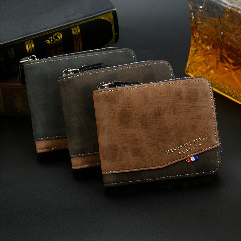 New Fashion Men's PU Zipper Wallet Men Wallet Small Coin Purse Wallet Men Wallet Coin Bag Card Holder Coin Purse Men