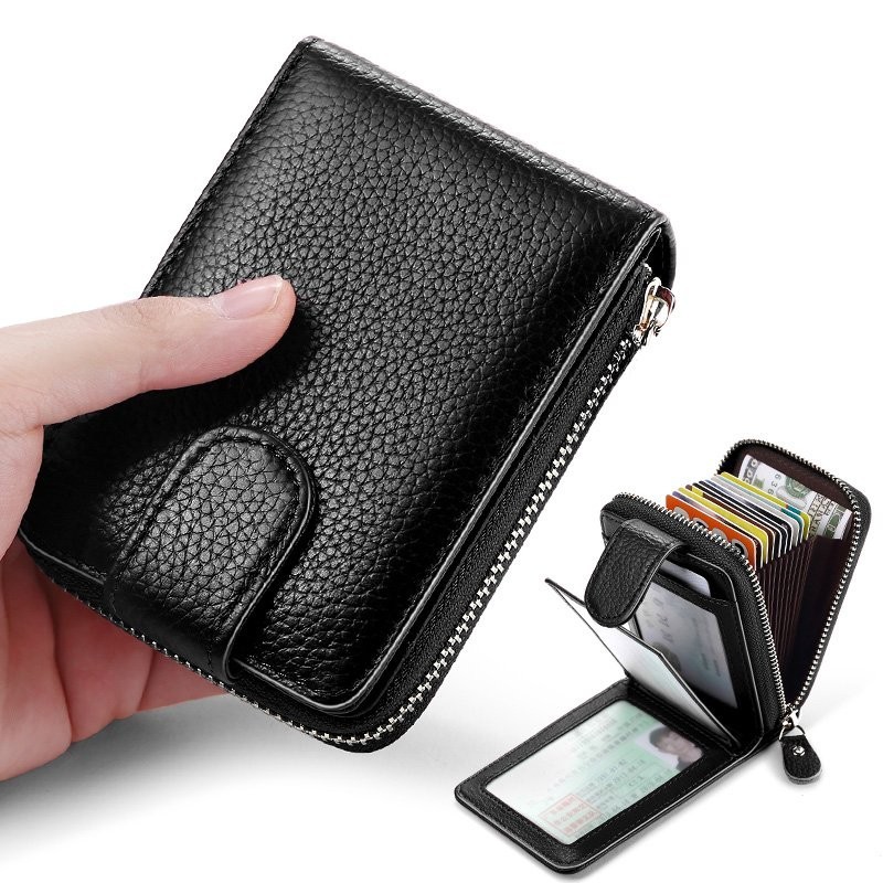 2022 Smart Wallet Men Wallets RFID Card Holder 100% Vintage Leather Card Wallet Coin Pocket Money Bag tarjetero hombre