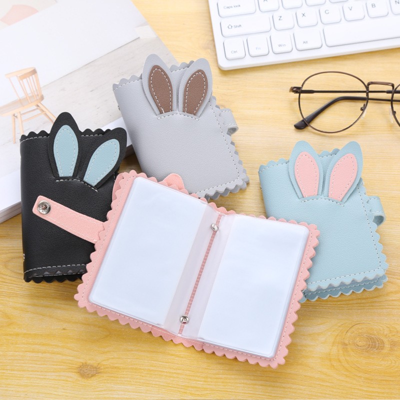 PU Leather 26 Men and Women Business Card Holder Rabbit Ear Business ID Card Holder Bag Bank Card Holder Card Holder Gift Card Holder