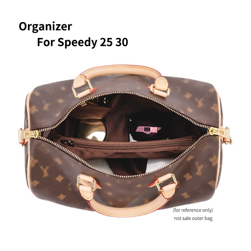 For Speedy 25 30 Women's Purse Organizer Insert, Satin Fabric Pouch Handbag Tote Shaper, Travel Inner Purse Portable Cosmetic Bag