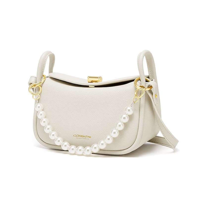 Elegant Women's Underarm Bag Shoulder Bags Pearl Decoration Fashion Trendy Luxury Designer Cowhide Female Handbags