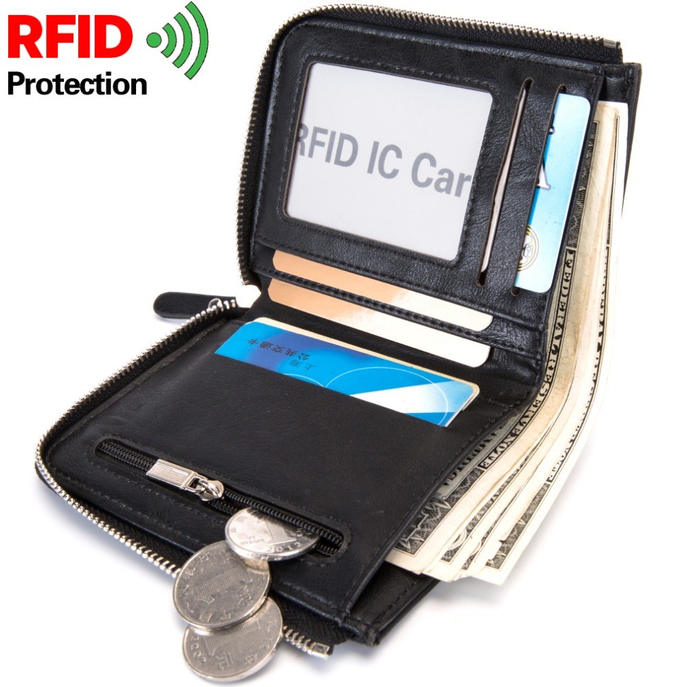 Rfid-حامل بطاقات منقوش بالليزر ، محفظة جلدية بسيطة للرجال ، هدية شخصية