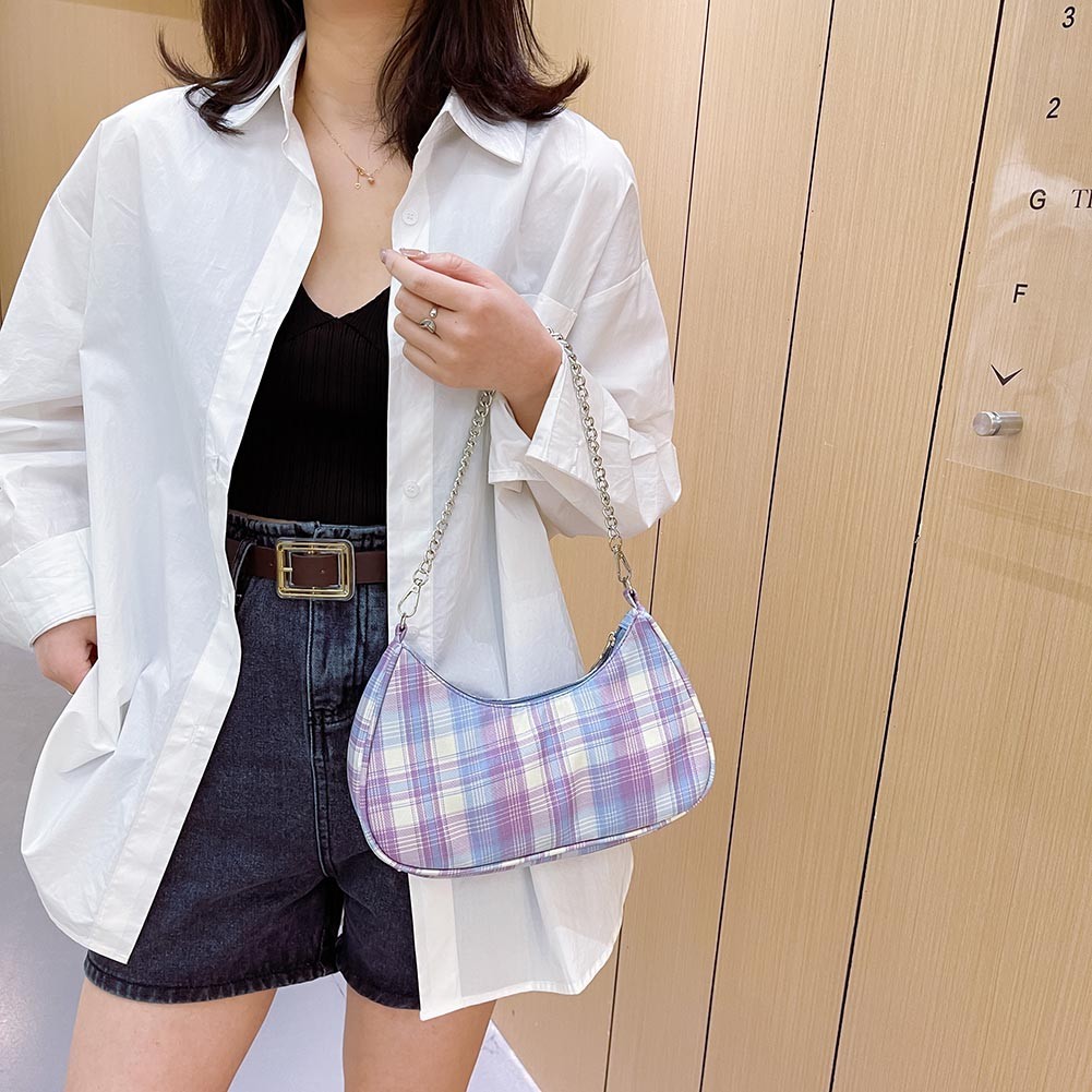 Fashion Young Women's Purses Handbag Solid Color Casual Small Underarm Bag Female Chain Shoulder Pouch Ladies Nylon Top-handle Bags