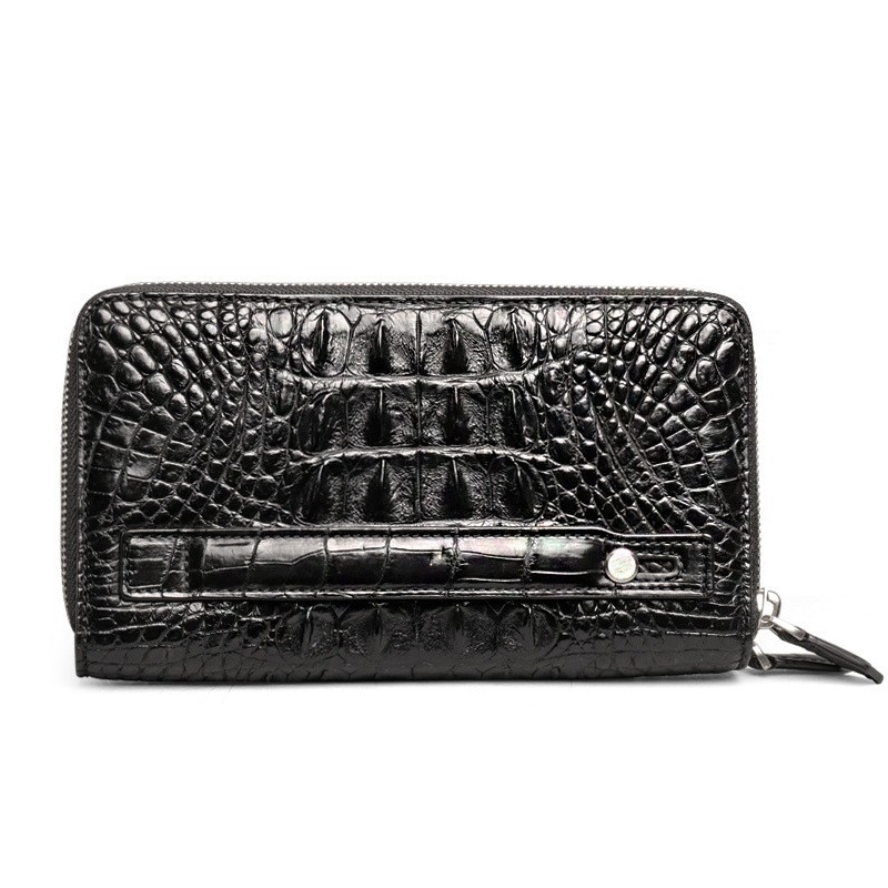 Authentic crocodile clutch wallet men luxury design 2-layer zipper card holder wallet made of top quality crocodile back bone