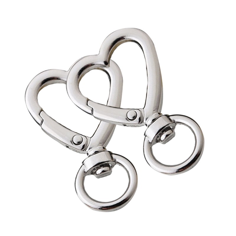 2pcs Bag Accessories Luggage Clasps Handle Heart Shape Lobster Buckle Metal Swivel Clips Snap Hooks Key Rings