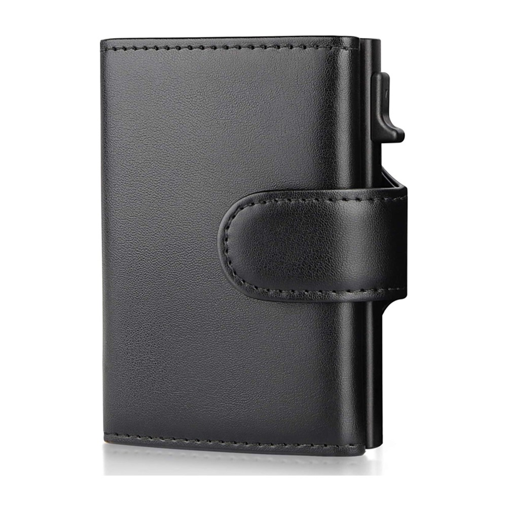 DIENQI RFID Men Wallet Money Bag Short Male Aluminum Leather Card Holder Wallet Small Black Wallet Thin Wallet Vallet Billfold