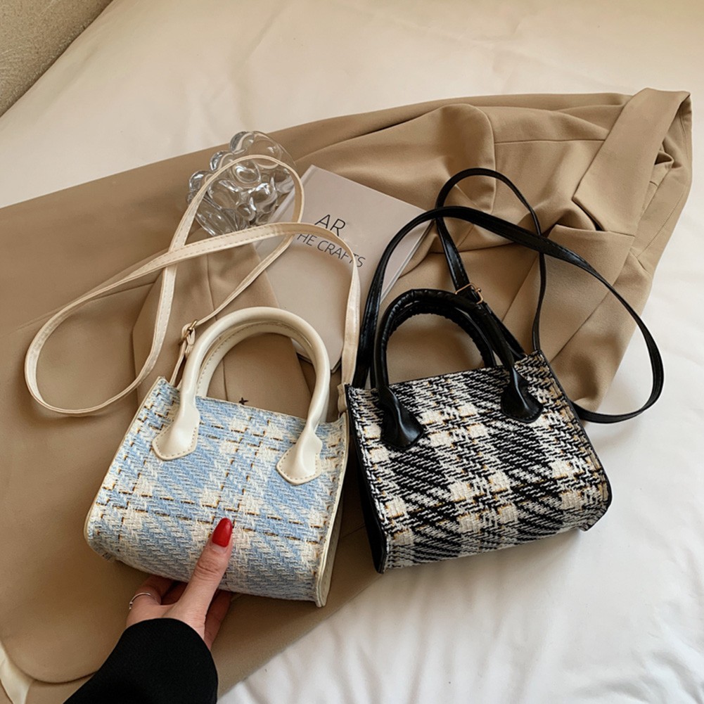 Vintage Women Shoulder Bags Fashion Plaid Pattern Casual Ladies Bags Outdoor Purse Shoulder Messenger Bags