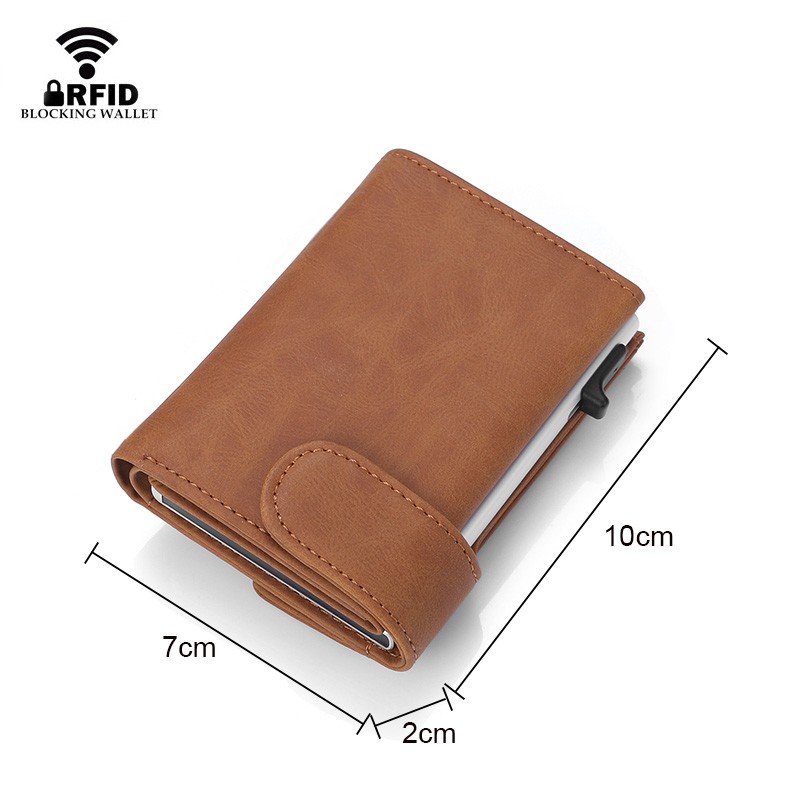 DIENQI RFID Credit Card Holder Wallets Men Genuine Leather Smart Business Metal Card Holder Small Size Wallet Nederlands Bag