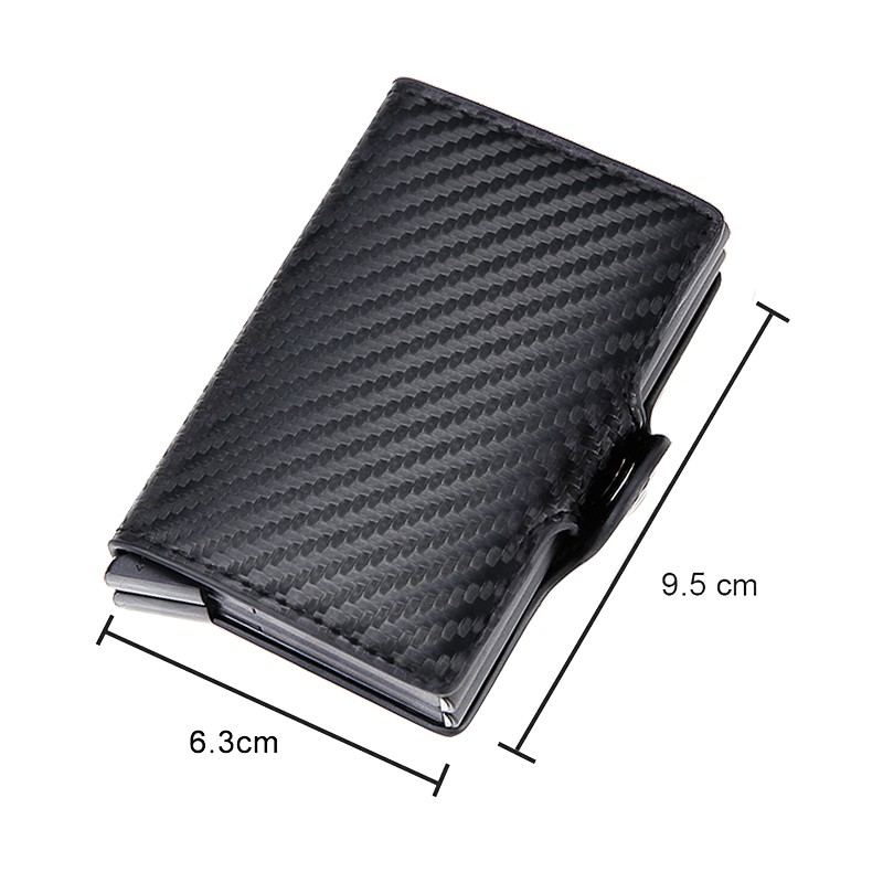 DIENQI- Genuine Leather Anti-Rfid Card Holder for Men Simple Male Wallet Aluminum Metal Card Holder