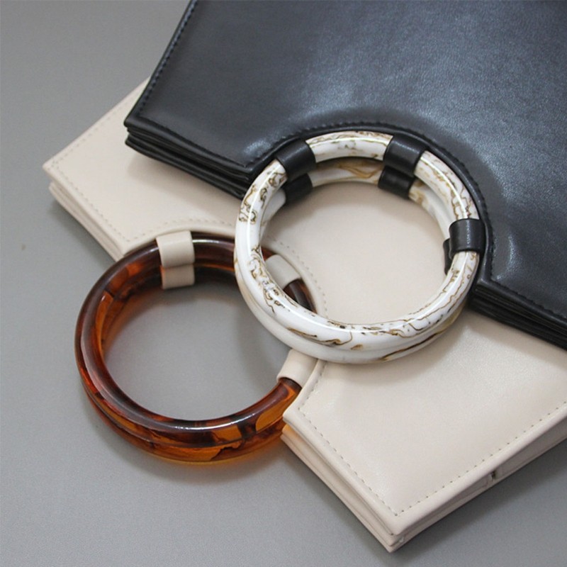 2pcs Fashion Resin Ring Handle Purse For Bag Making Handle Replacement DIY Crafts Women Girls