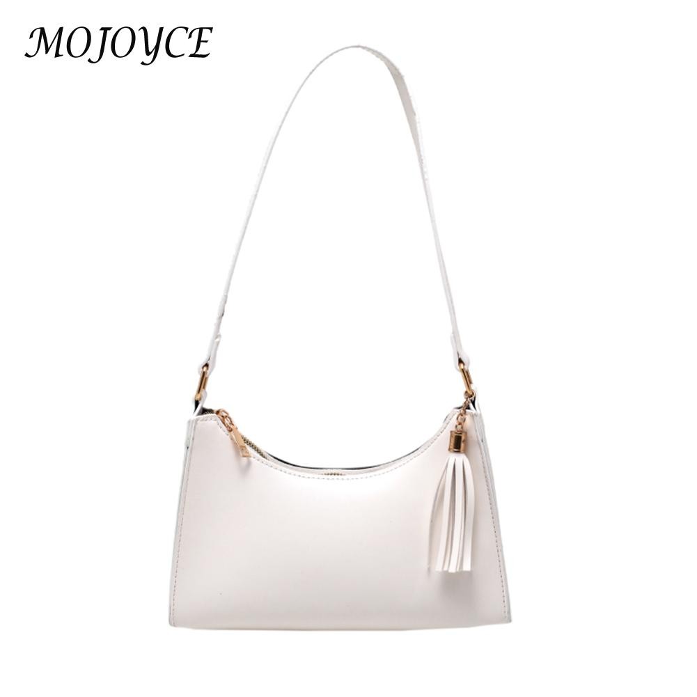 Fashion Women Shoulder Bags PU Leather Shoulder Underarm Bags Korean Chic Tassels Crescent Shape Pouch Shopping