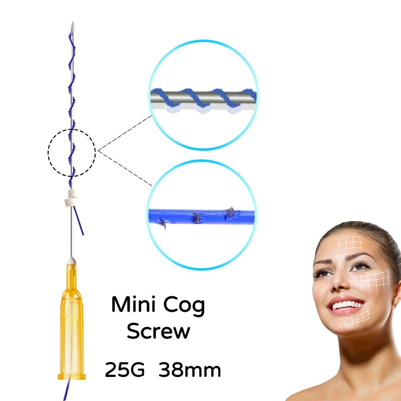 10pcs/bag hot sale mini cog screw pdo barbed suture 25g 38mm fios de facial thread cogs eye lift skin face lift