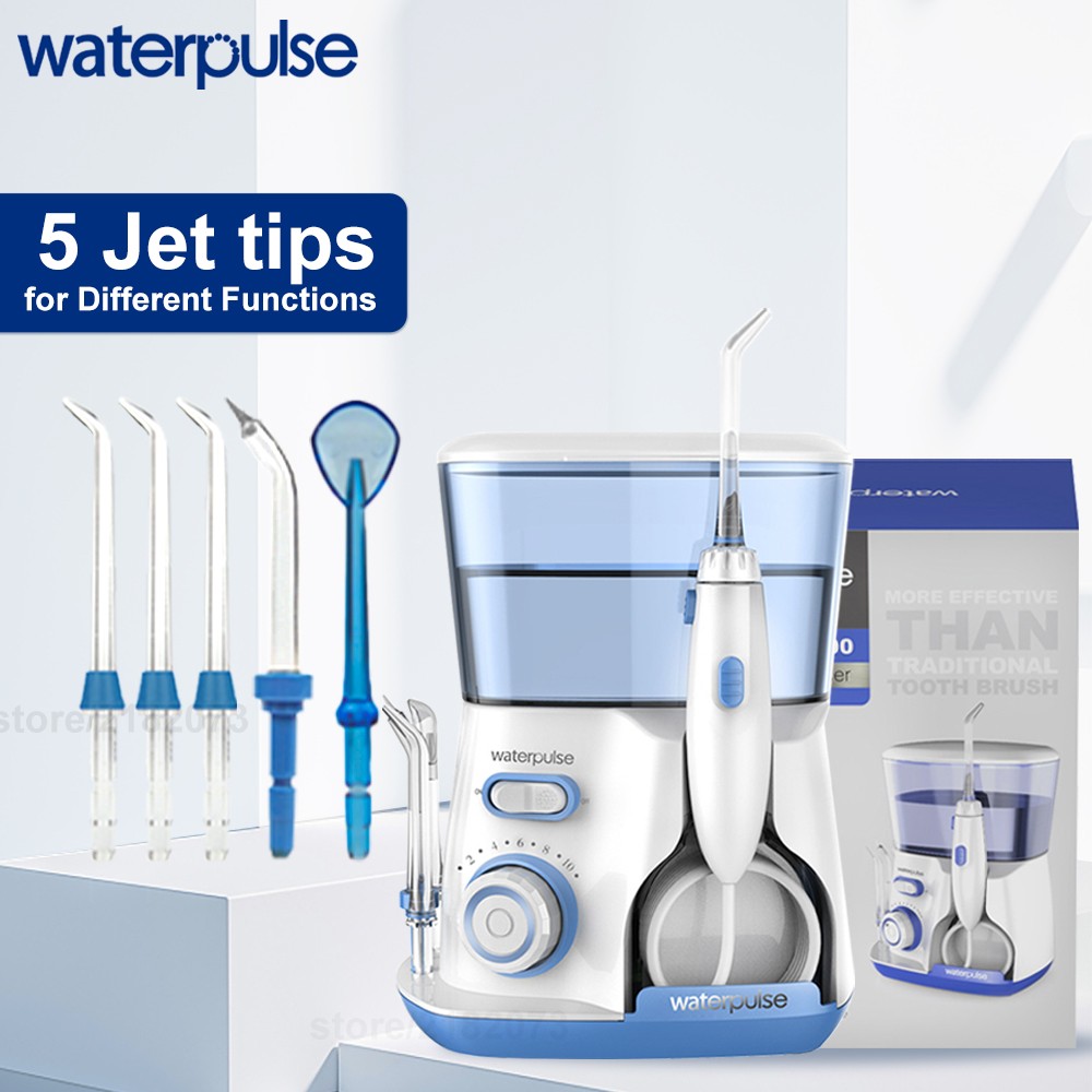 Waterpulse Oral Irrigator v300 12 Pressure Water Flosser 800ml Dental Cleaner Family Care Irrigator Dental Dental Water Jet 5 Tip