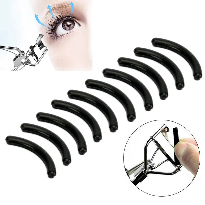 10pcs Silicone Eyelash Curler Replacement Pads Black Easy Replacement High Elastic Rubber Pad Eyelash Curler Replacement Pads