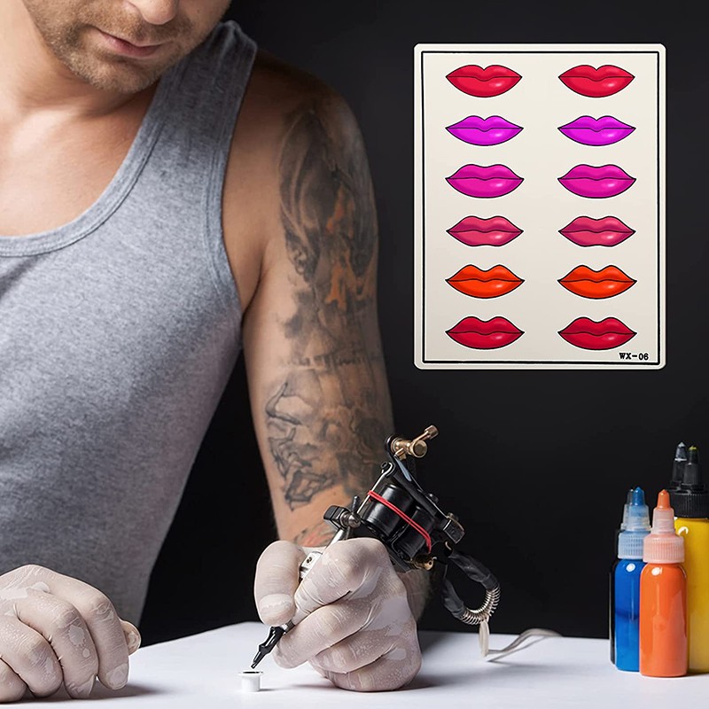 3/5/10/15/20pcs Lips Tattoo Skin Latex Practice Microblading Practice Tattoo Fake Skin Beginner Special Lips Designs Supplies