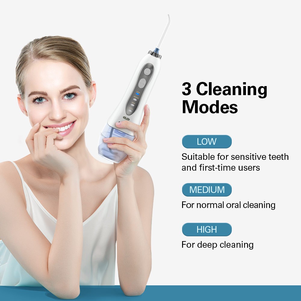 AZDENT HF-5 Oral Irrigator Portable Water Dental Flosser USB Rechargeable Water Jet Floss Tooth Pick 5 Jet Tip 300ml 3 Models