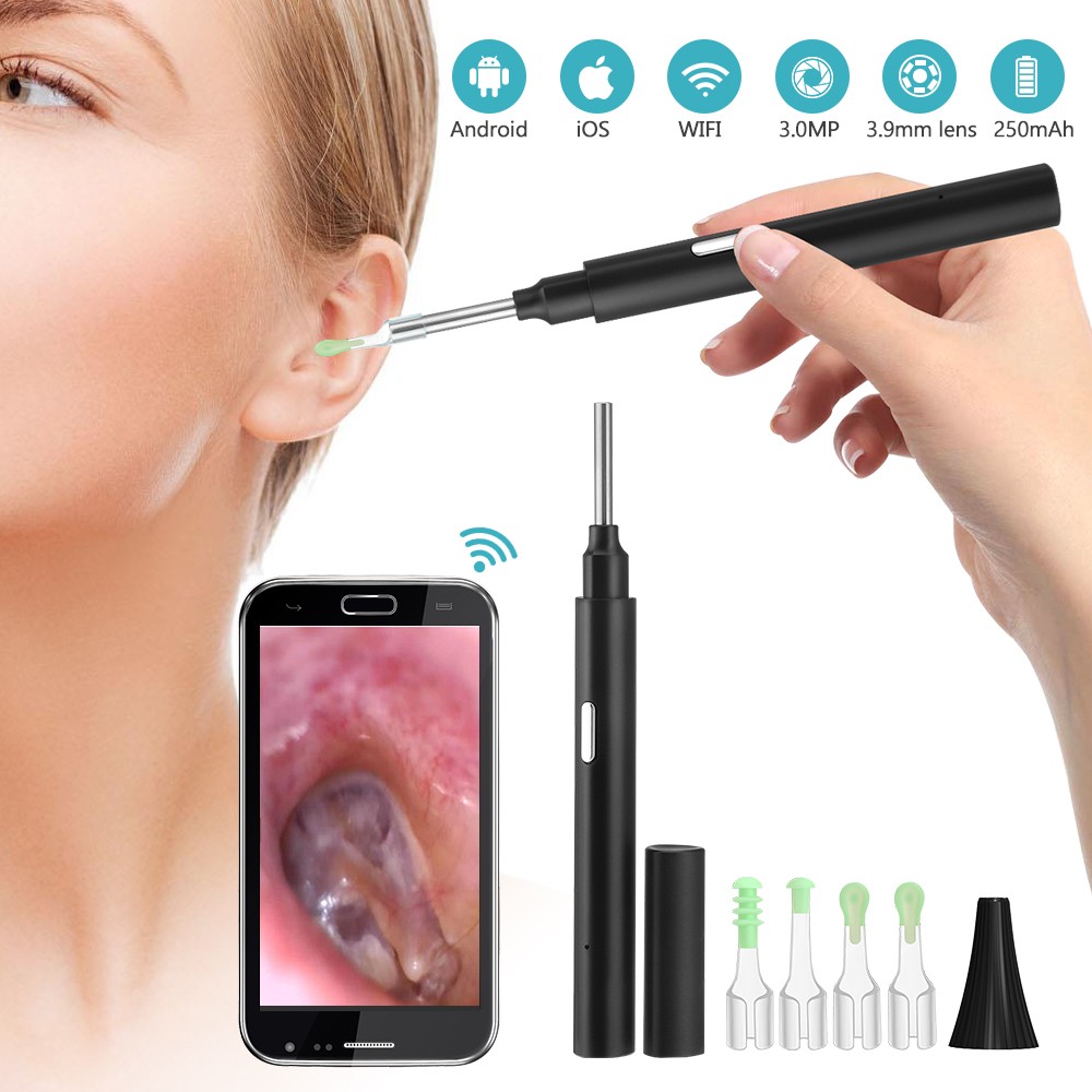 WIFI Otoscope io الذكية البصرية الأذن عصا الأذن الشمع نظافة الأذن ملعقة تنظيف بالمنظار خلال أذني منظار الأذن Borescope الأذن نظيفة