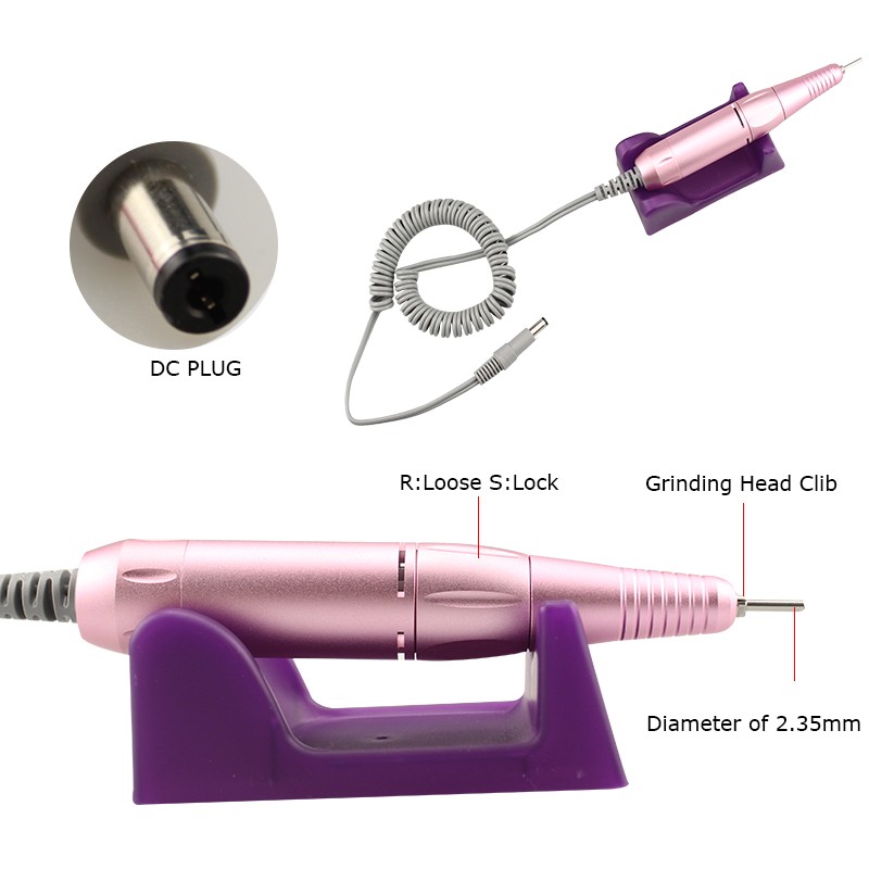 Professional Electric Manicure Machine Stainless Steel Handle 35000RPM Nail Drill Handle Electric Manicure Drill Tool Accessory