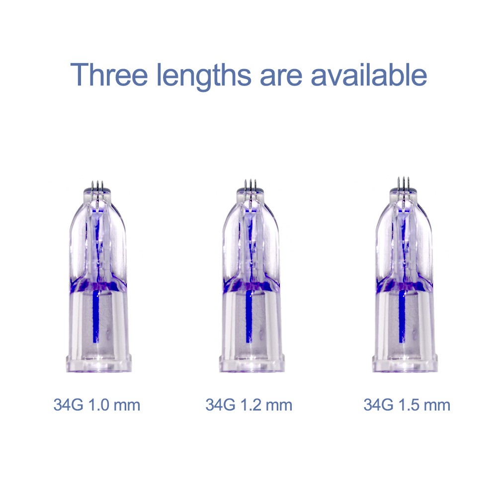 نانو سوفت ميكرونيدلز 34 جرام 1.5 مللي متر 1.2 مللي متر ثلاثة الإبر ل حشو الجلد حقن الهيالورونيك عيون والرقبة خطوط أداة العناية بالبشرة