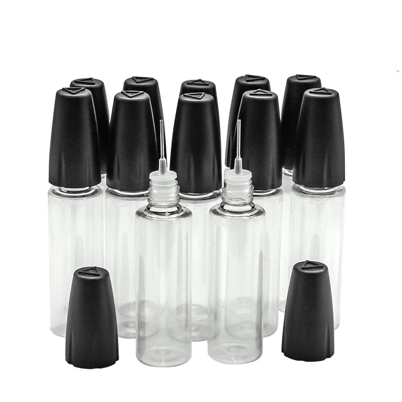 100pcs 10ml 15ml 20ml PET Transparent Vial With Thin Tip Long Dropper Bottle For Oil Accessories Empty Liquid Jar