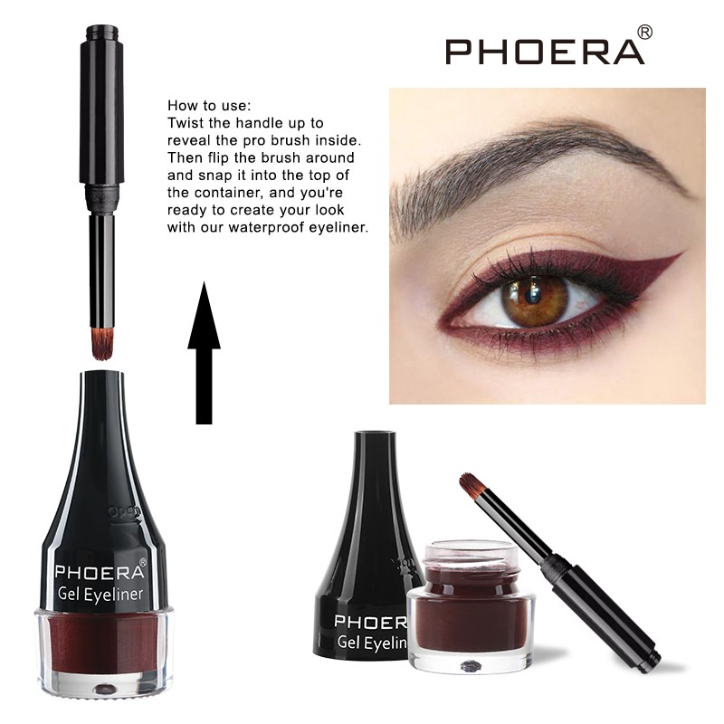 PHOERA 10 Colors Matte Eyeliner Gel Eyeshadow Dual Use With Brush Set Waterproof Long Lasting Beauty Comestics TSLM1