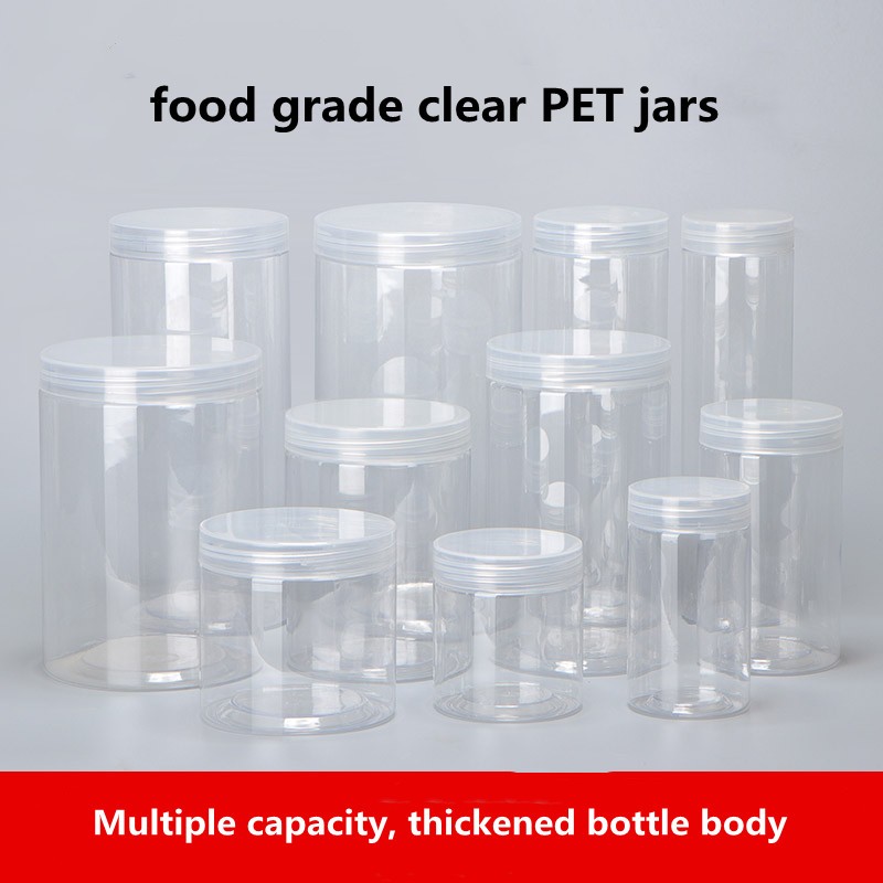 Wholesale 50pcs clear empty plastic cosmetic jars PET food jar makeup container with plastic lid food cans