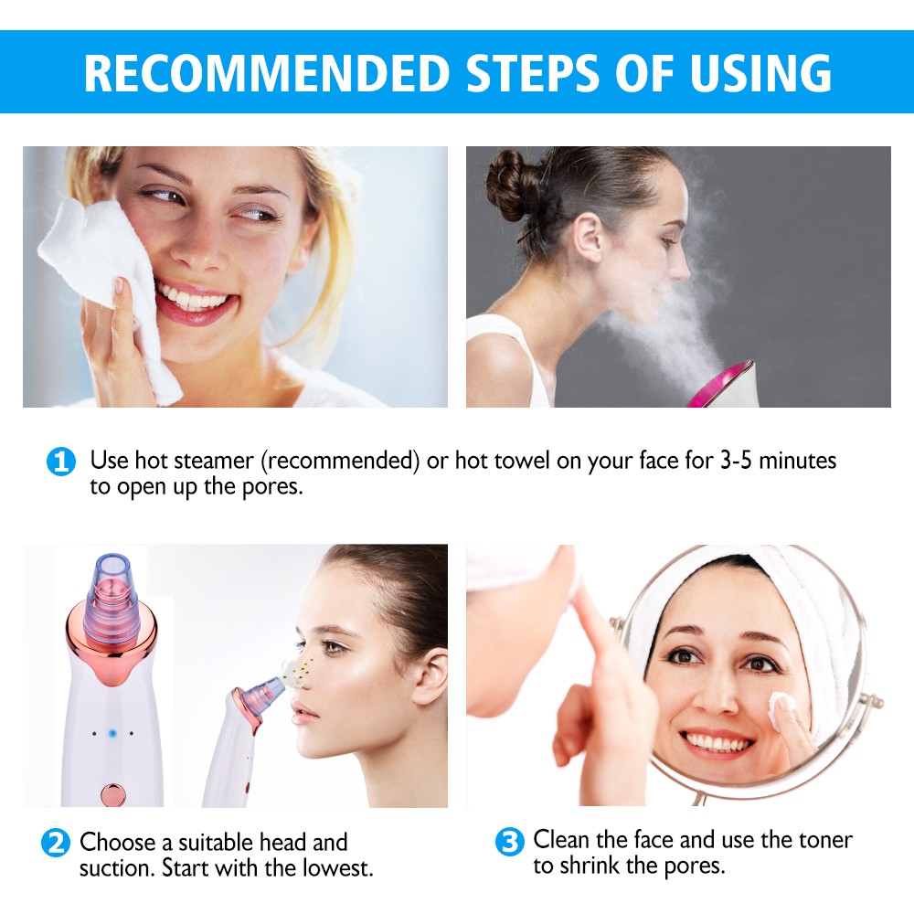 Blackhead Remover Device Pore Acne Pimple Removal Face T Area Nose Water Bubble Cleaner Vacuum Suction Facial Diamond Dirty Oil Steamer