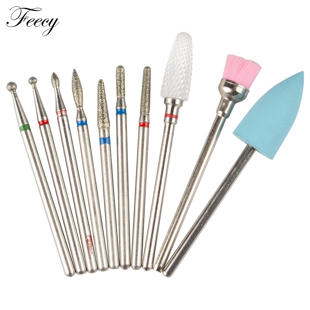 10pcs Ceramic Diamond Grinding Cutter For Manicure Set Nail Bits Grinder Cutters To Remove Gel Varnish Nail Art Accessories