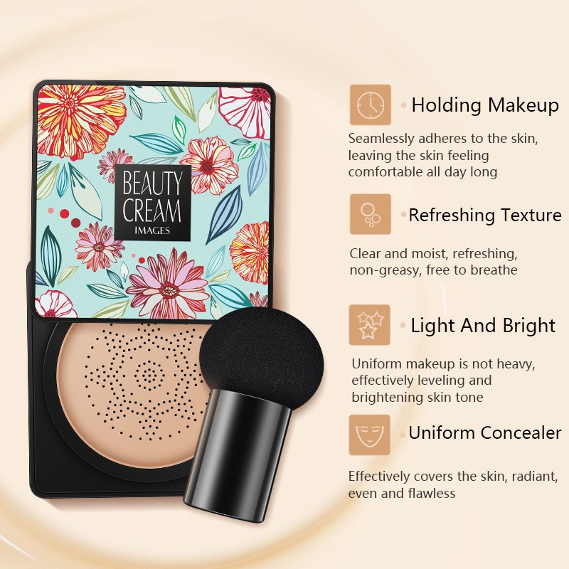 Images BB Air Cushion CC Cream Foundation Concealer Mushroom Head Whitening Waterproof Brighten Face Base Tone Korean Makeup