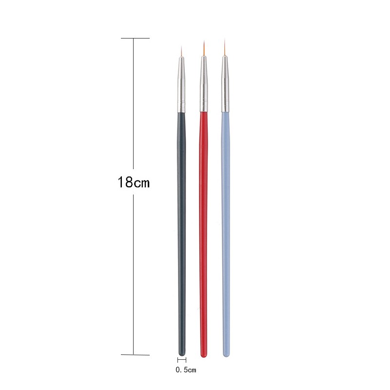 3 قطعة/المجموعة مسمار الفن خط اللوحة القلم ضئيلة 3D نصائح جل الأشعة فوق البنفسجية من الإكليريك فرش الرسم الملونة خط الشبكة تصميم مسمار مانيكير أدوات