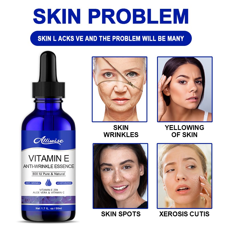 Alliwise Vitamin E anti-wrinkle essence Shrink pores Brighten skin tone Improve complexion Dry lines and fine lines Moisturizing tight